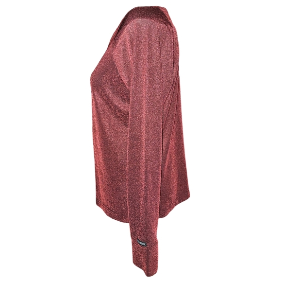 Harley-Davidson Womens Y2K Red Shimmer Button Front Slit Top Made USA Sz M - Picture 4 of 16